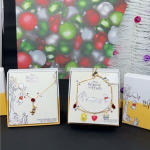 Disney Winnie the Pooh Gold and Red Necklace Set